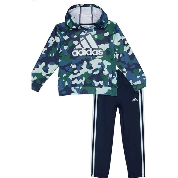 Adidas KIDS Long Sleeve‎ Camo Printed Pullover Hoodie & JOGGER SET NEW WITH TAGS - Picture 1 of 11